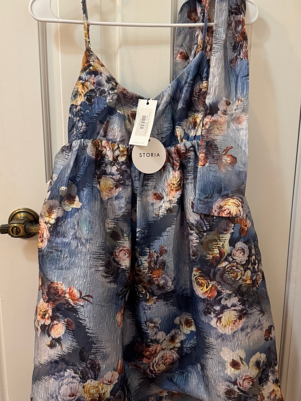 NWT Storia Blue Floral Jacquard Cocktail Dress